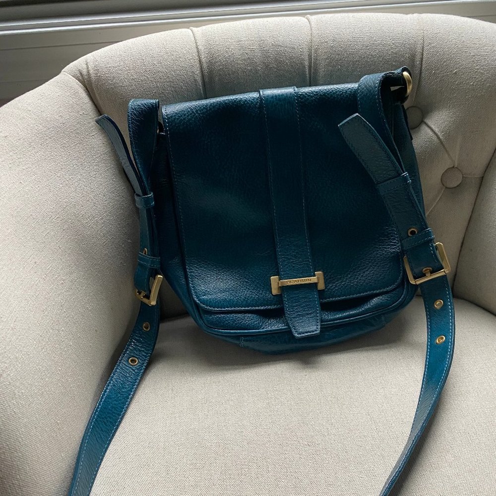 Brahmin smooth leather teal crossbody